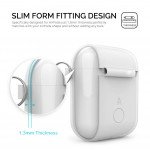 Wholesale Apple Airpods Charging Case Protective Silicone Cover Skin with Hang Hook Clip (White)